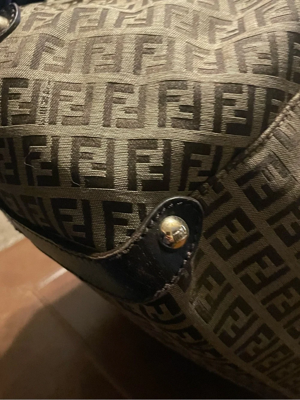 Fendi Brown Monogram Hobo with Braided leather Handle and Gold Hardware